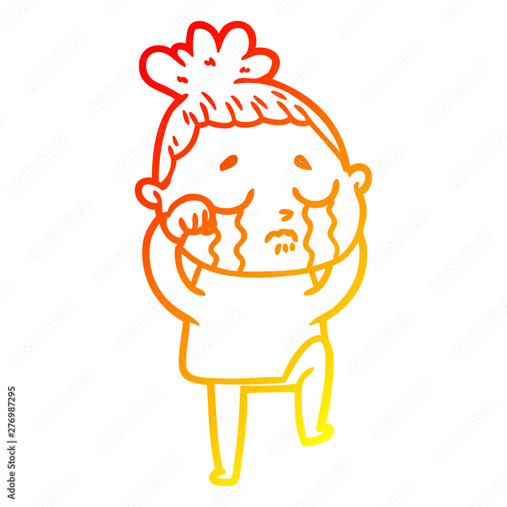 warm gradient line drawing cartoon crying woman warm gradient line drawing cartoon crying woman