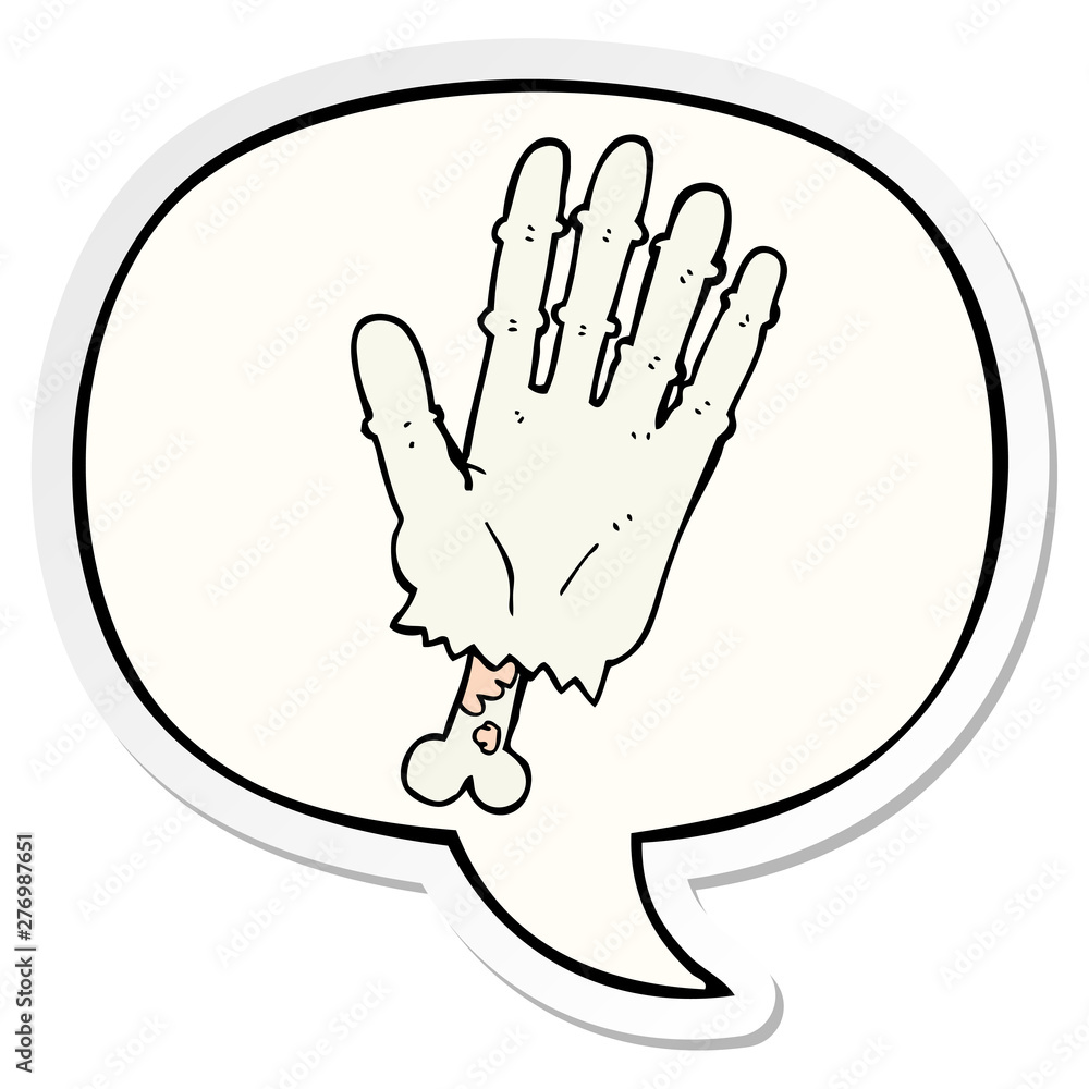 cartoon zombie hand and speech bubble sticker cartoon zombie hand and speech bubble sticker