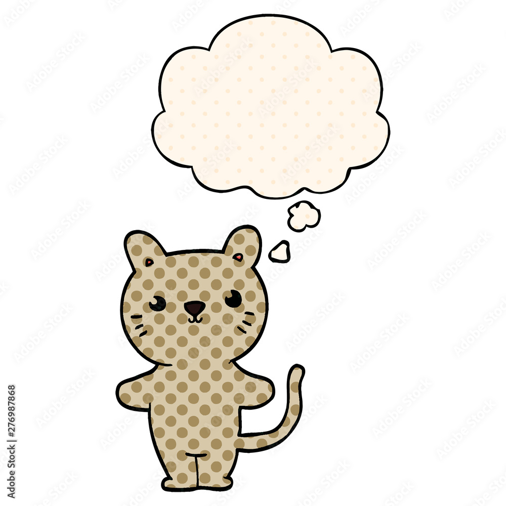 cartoon cat and thought bubble in comic book style cartoon cat and thought bubble in comic book style