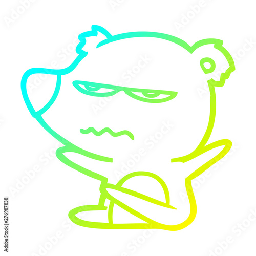 cold gradient line drawing angry bear cartoon