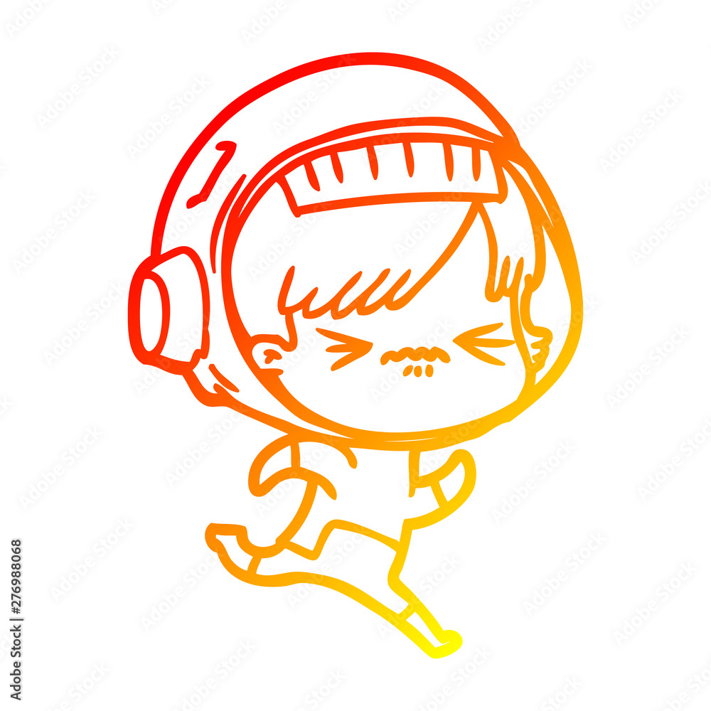 warm gradient line drawing cartoon astronaut woman warm gradient line drawing cartoon astronaut woman