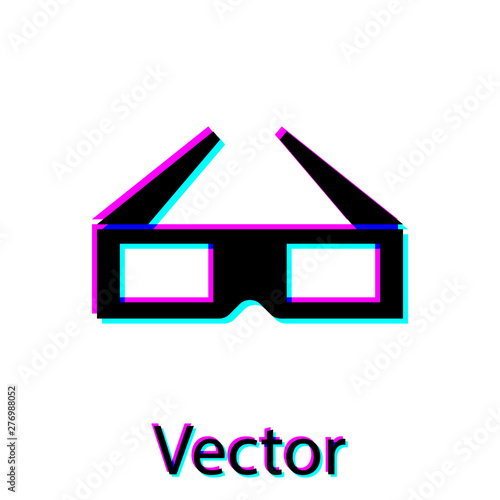 Black 3D cinema glasses icon isolated on white background. Vector Illustration