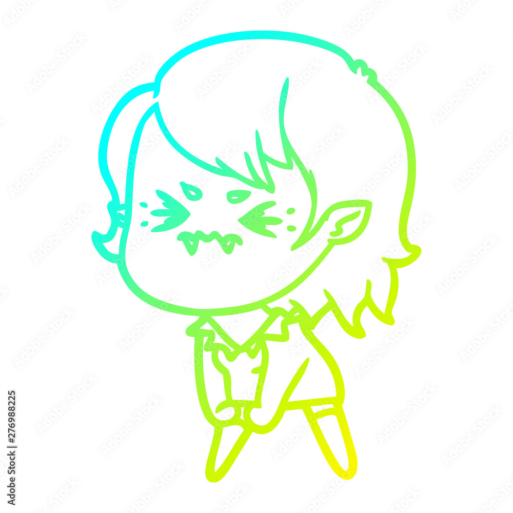 cold gradient line drawing annoyed cartoon vampire girl cold gradient line drawing annoyed cartoon vampire girl