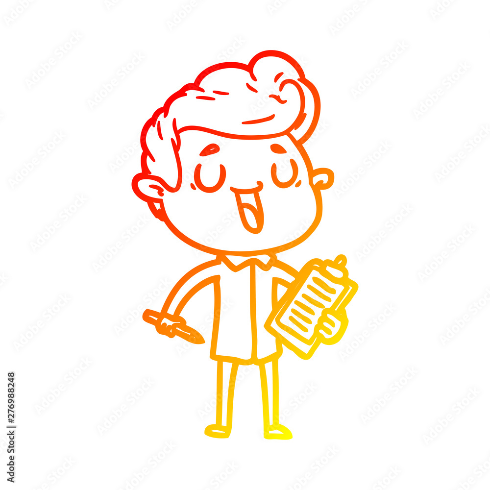 warm gradient line drawing happy cartoon man warm gradient line drawing happy cartoon man