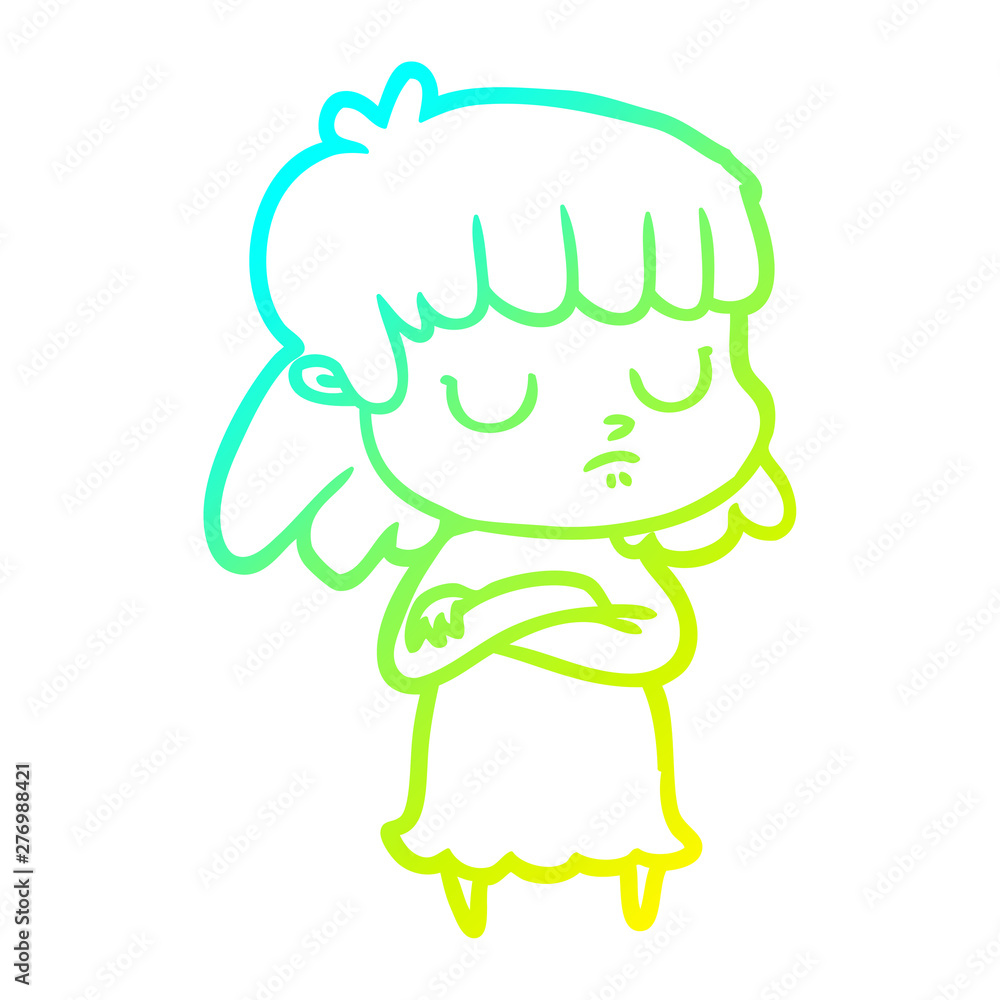 cold gradient line drawing cartoon indifferent woman cold gradient line drawing cartoon indifferent woman
