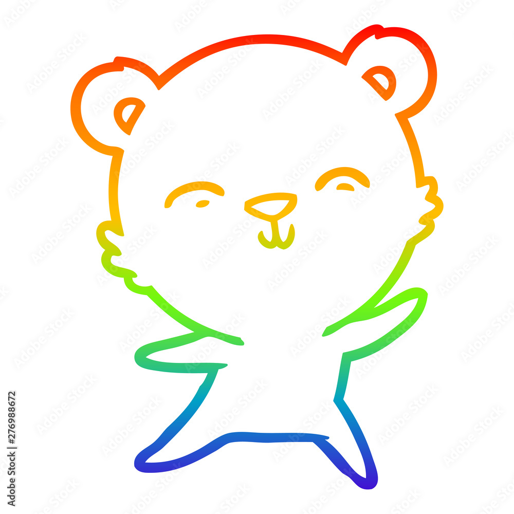 rainbow gradient line drawing happy cartoon polar bear dancing rainbow gradient line drawing happy cartoon polar bear dancing
