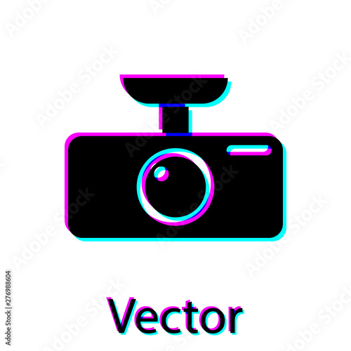 Black Car DVR icon isolated on white background. Car digital video recorder icon. Vector Illustration
