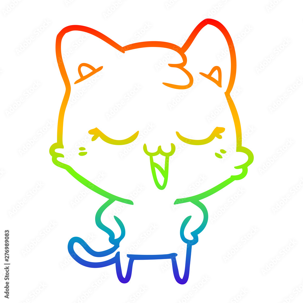 rainbow gradient line drawing happy cartoon cat rainbow gradient line drawing happy cartoon cat