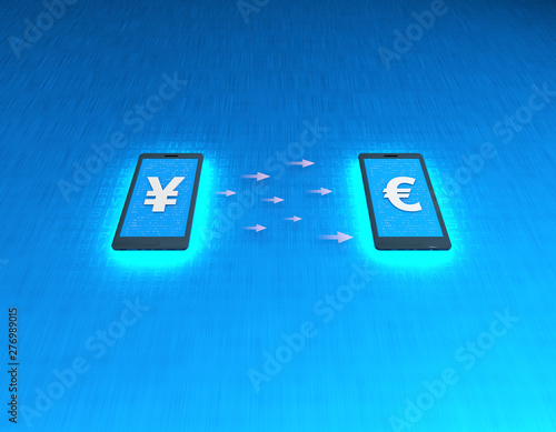 Mobile phone wireless payment, mobile phone with currency symbol, mobile payment