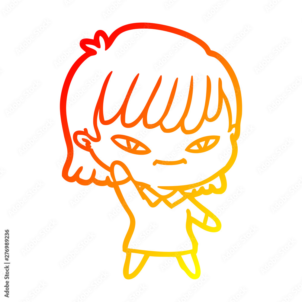 warm gradient line drawing cartoon woman warm gradient line drawing cartoon woman