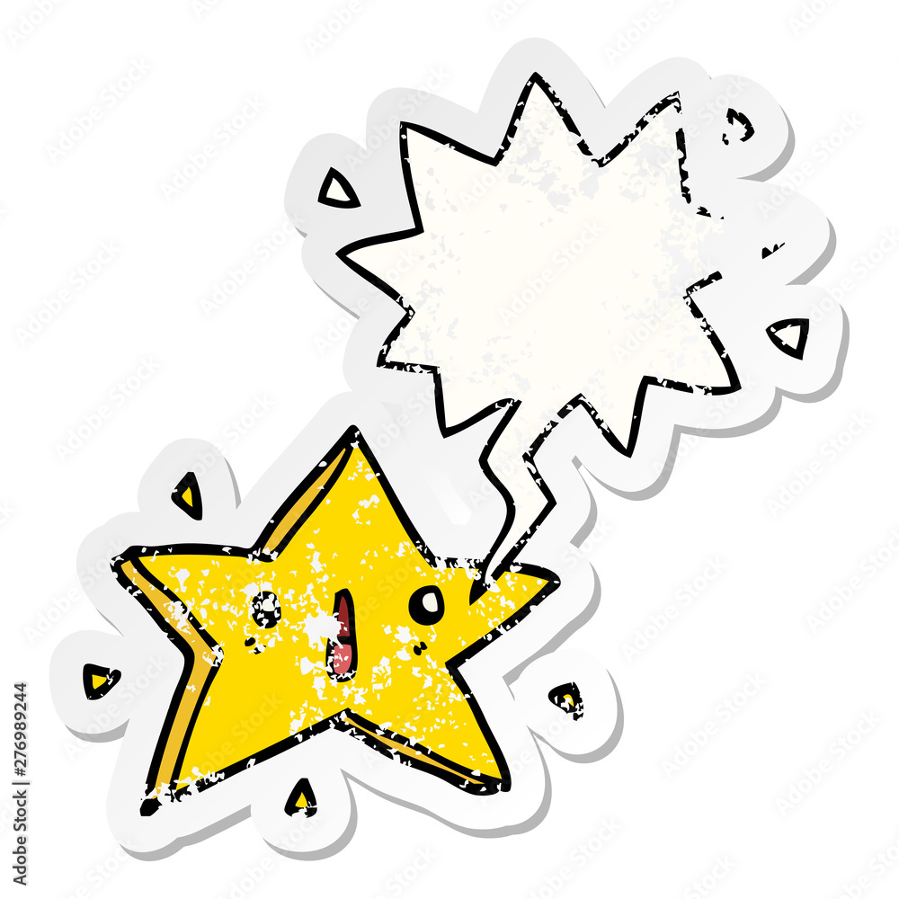 cute cartoon star and speech bubble distressed sticker cute cartoon star and speech bubble distressed sticker