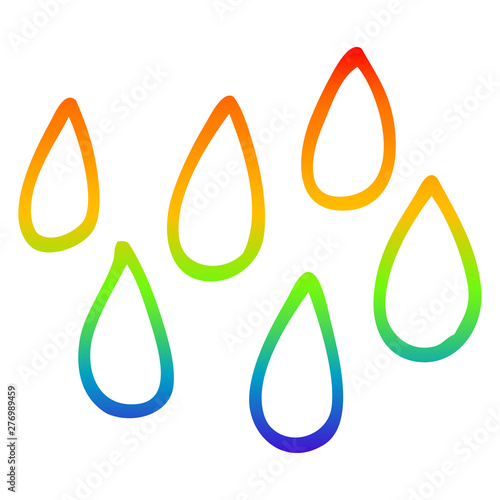 rainbow gradient line drawing cartoon blood droplets
