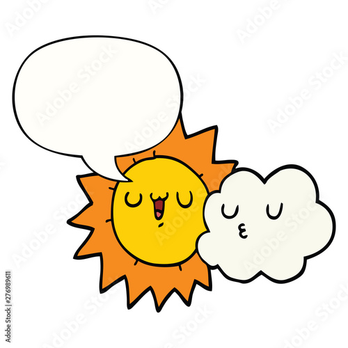 cartoon sun and cloud and speech bubble © lineartestpilot