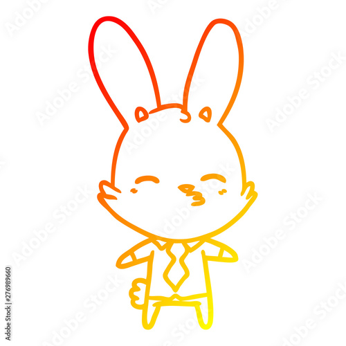 warm gradient line drawing curious bunny cartoon
