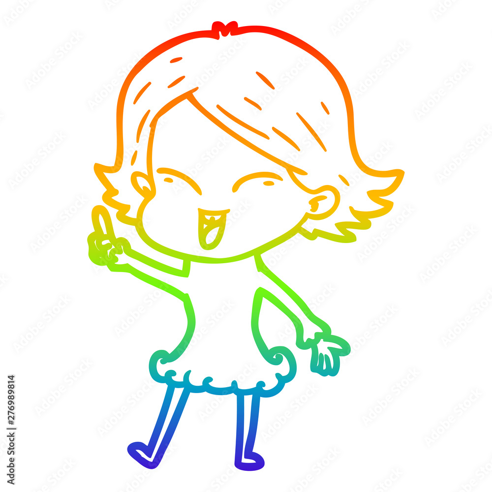 rainbow gradient line drawing happy cartoon girl rainbow gradient line drawing happy cartoon girl