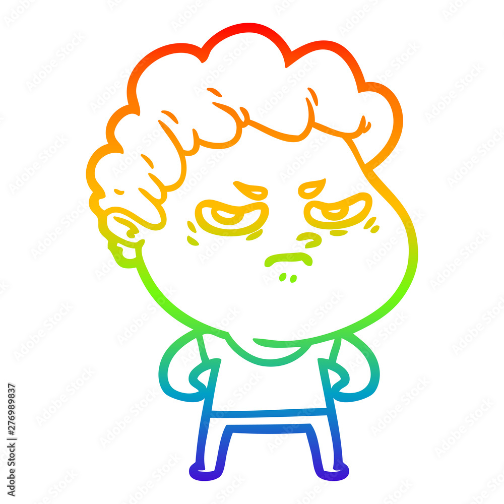 Obraz premium rainbow gradient line drawing cartoon angry man
