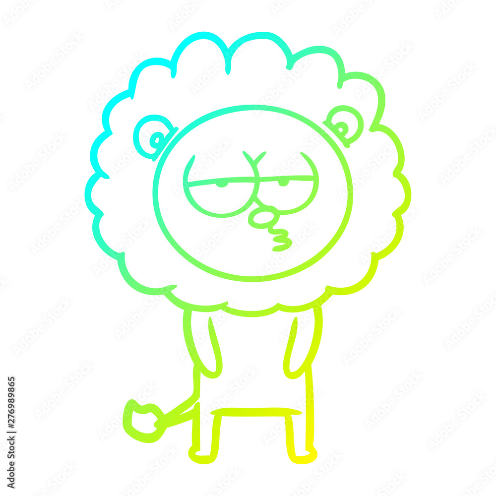 cold gradient line drawing cartoon tired lion cold gradient line drawing cartoon tired lion