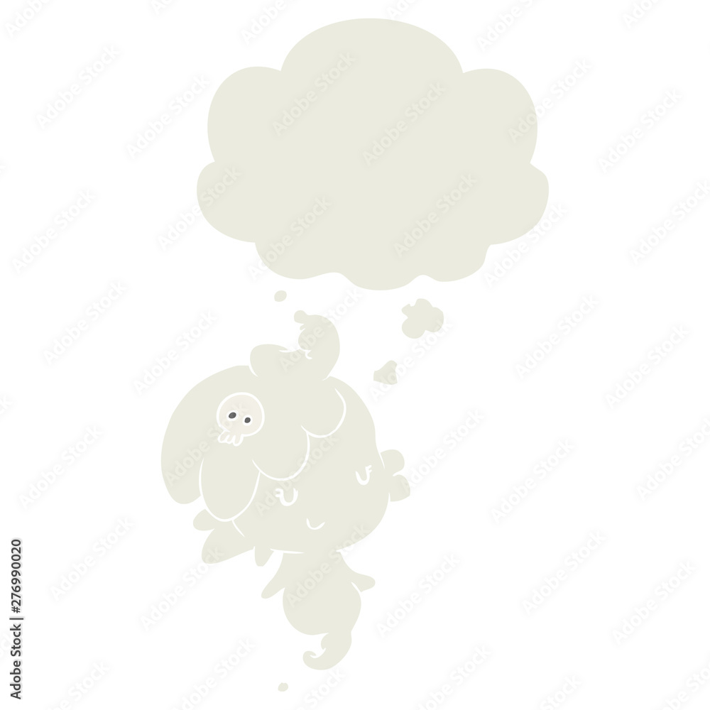 cartoon ghost and thought bubble in retro style cartoon ghost and thought bubble in retro style