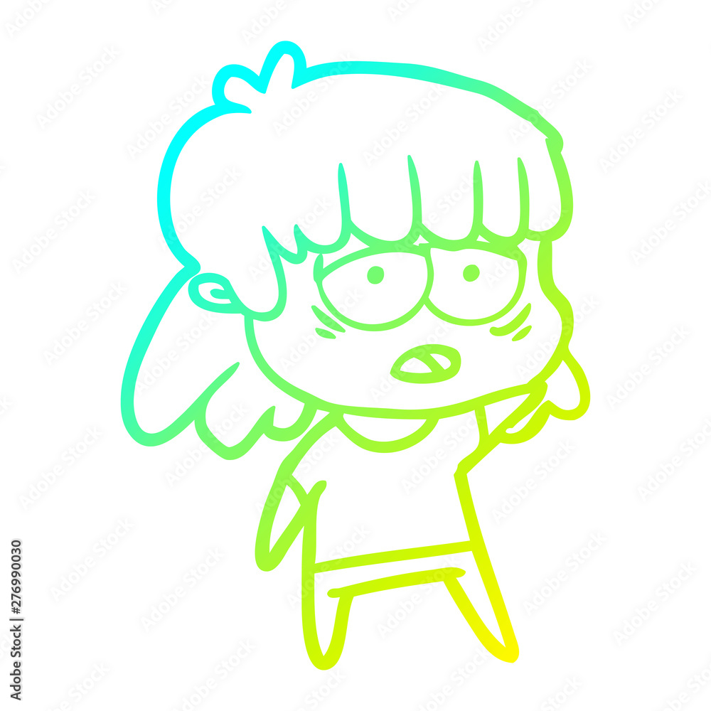 cold gradient line drawing cartoon tired woman cold gradient line drawing cartoon tired woman