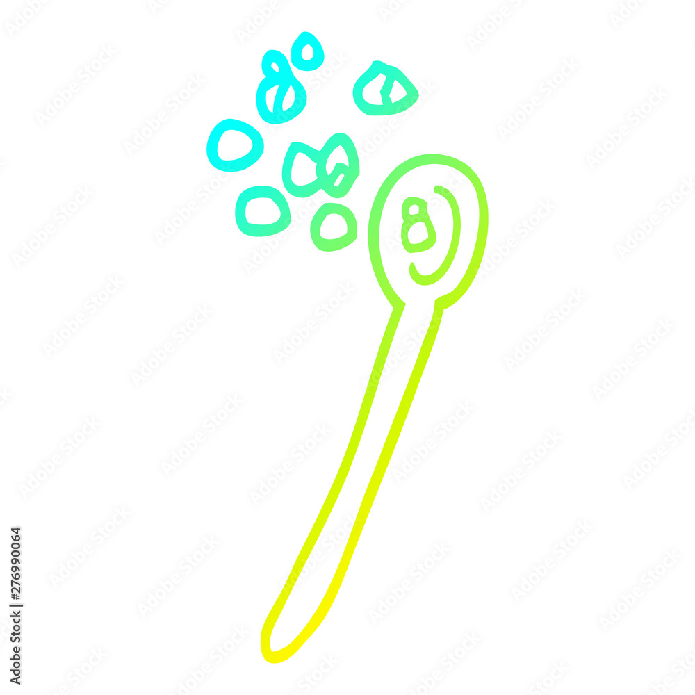 cold gradient line drawing cartoon cereal on a spoon cold gradient line drawing cartoon cereal on a spoon