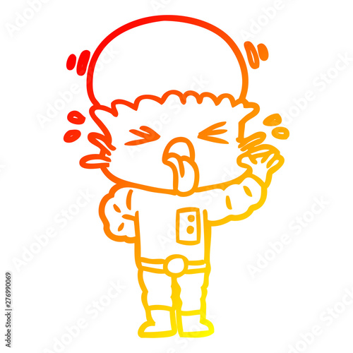 warm gradient line drawing disgusted cartoon alien