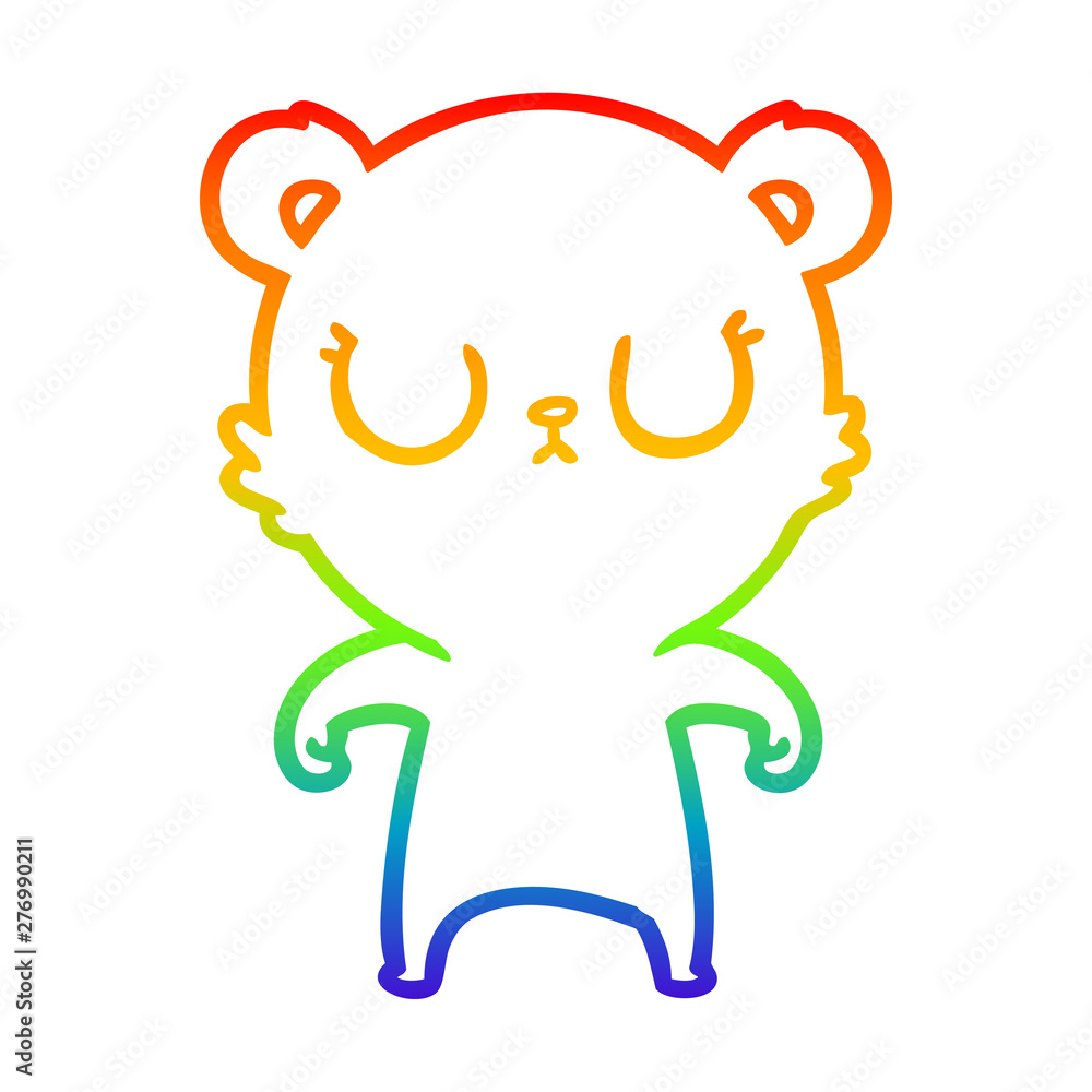 rainbow gradient line drawing peaceful cartoon bear