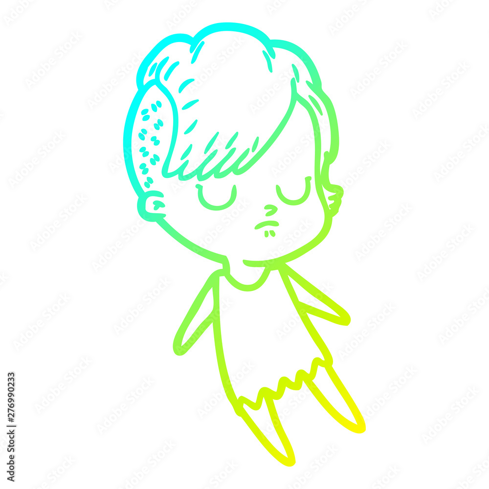 cold gradient line drawing cartoon woman cold gradient line drawing cartoon woman