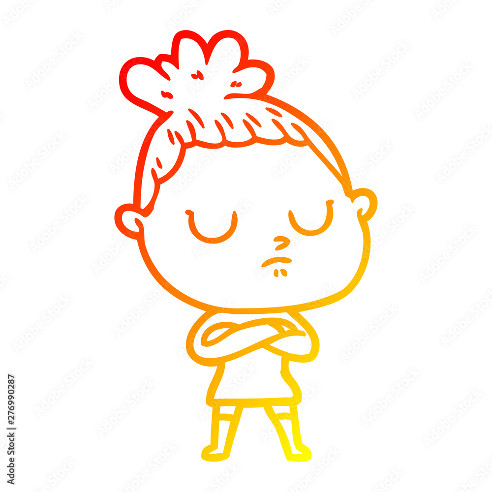 warm gradient line drawing cartoon calm woman warm gradient line drawing cartoon calm woman