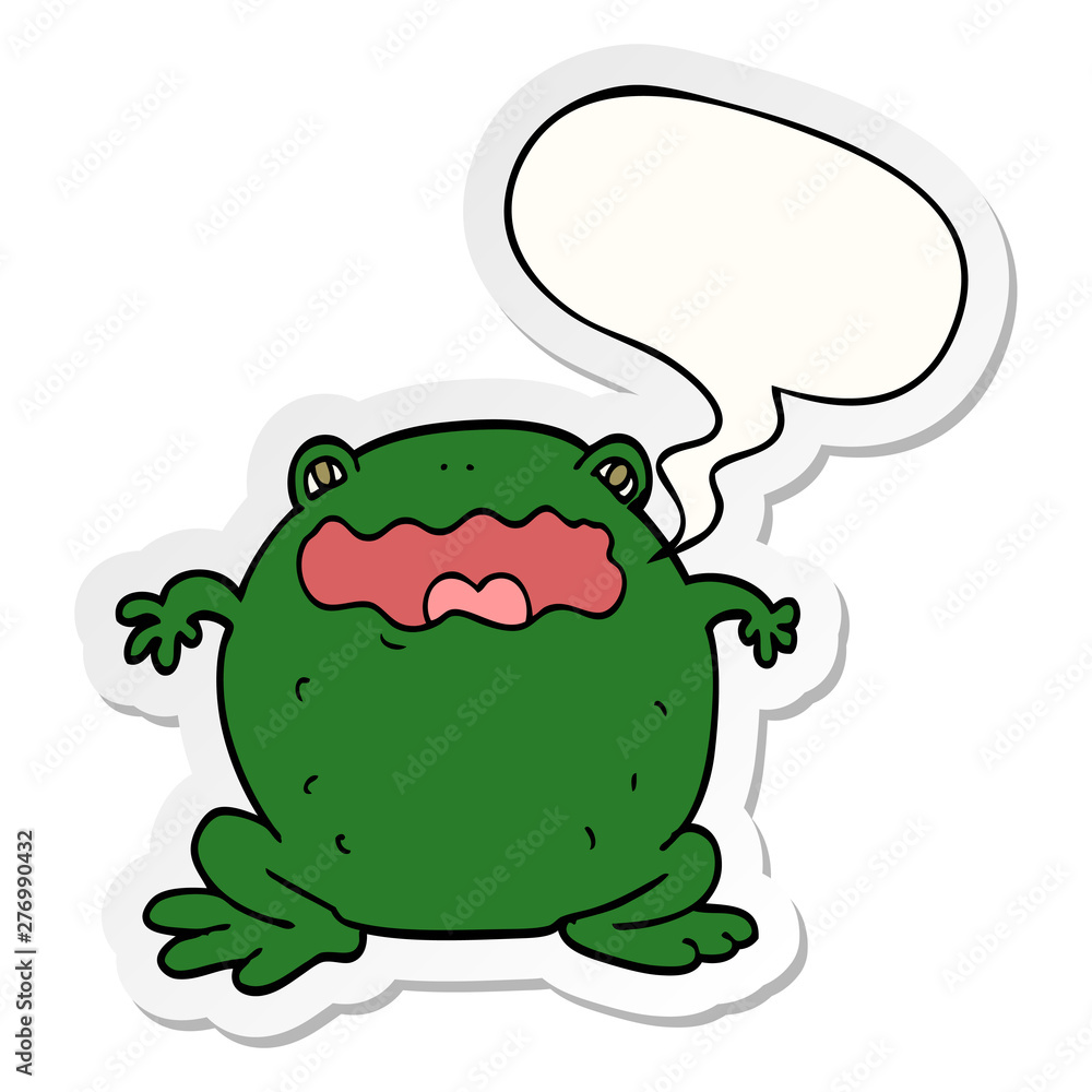 cartoon toad and speech bubble sticker cartoon toad and speech bubble sticker