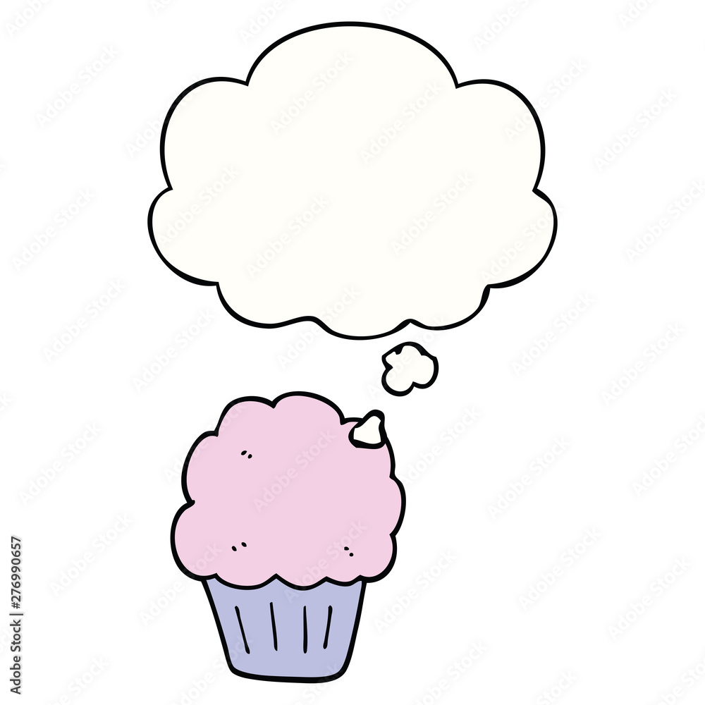 cartoon cupcake and thought bubble cartoon cupcake and thought bubble