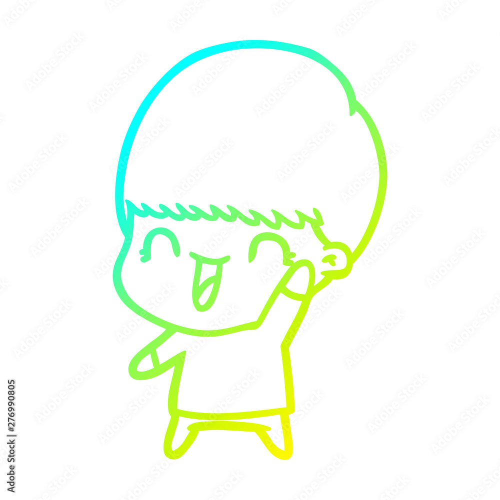 cold gradient line drawing happy cartoon boy cold gradient line drawing happy cartoon boy