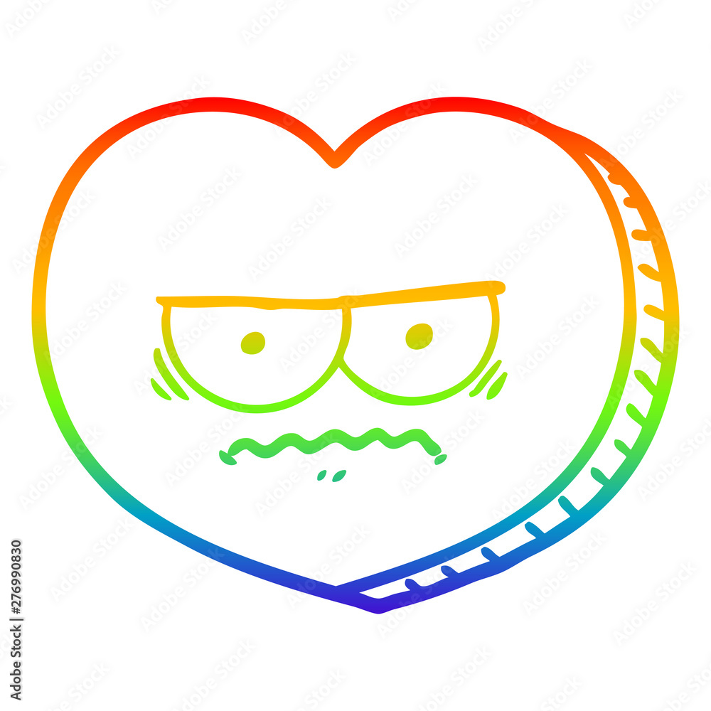 rainbow gradient line drawing cartoon angry heart rainbow gradient line drawing cartoon angry heart