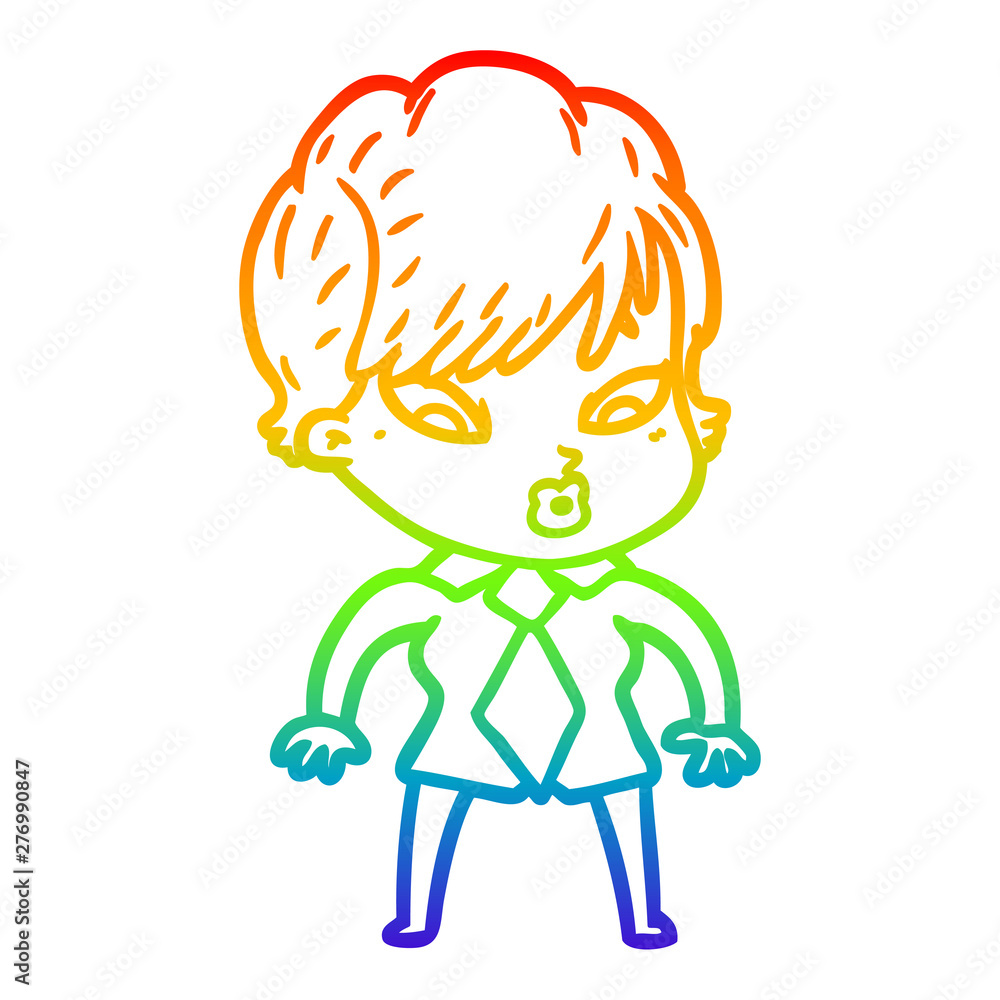 rainbow gradient line drawing cartoon woman rainbow gradient line drawing cartoon woman