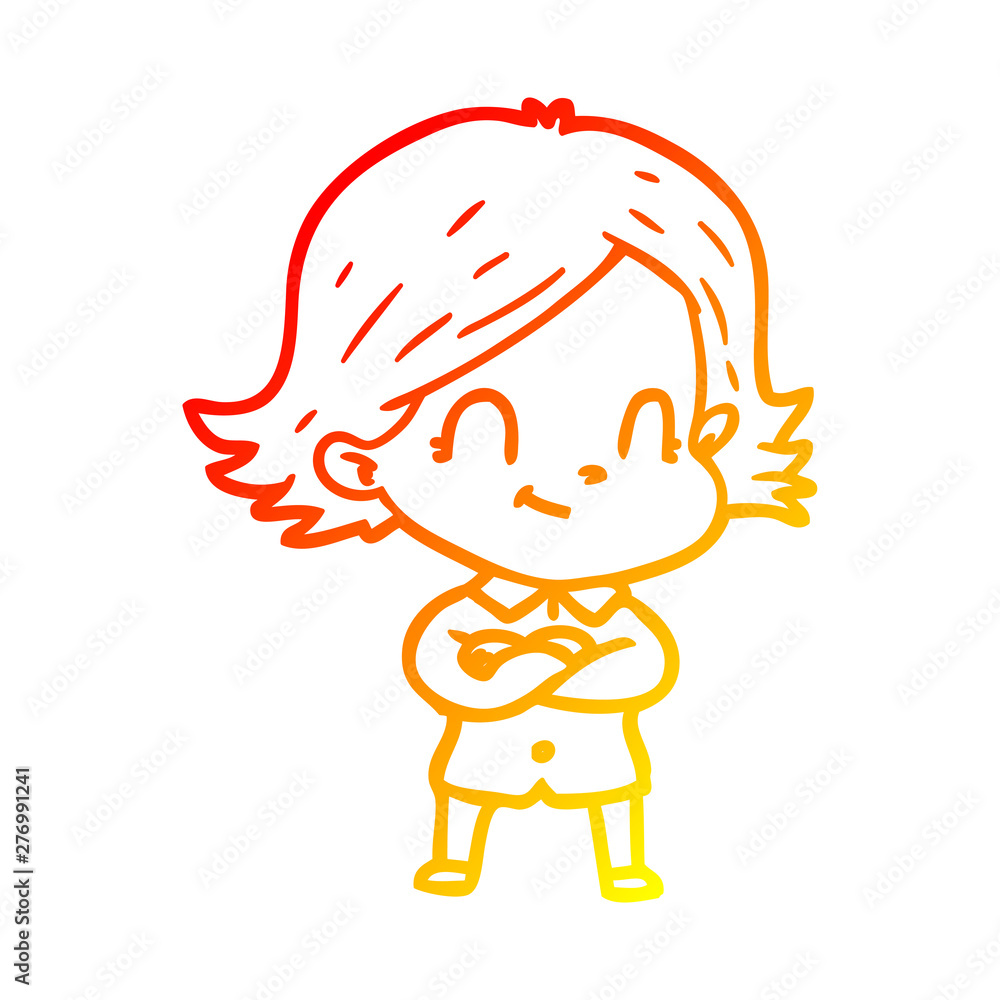 warm gradient line drawing cartoon friendly girl warm gradient line drawing cartoon friendly girl
