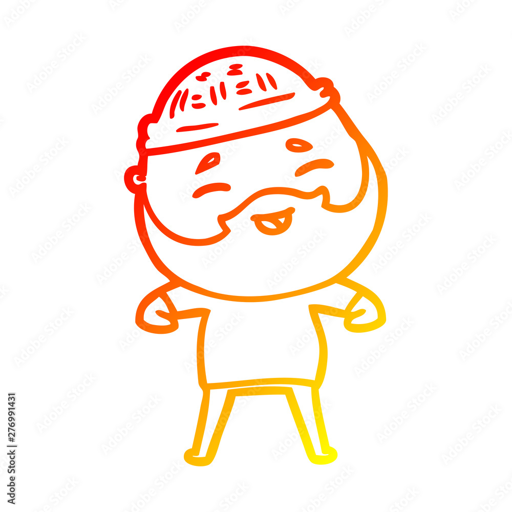 warm gradient line drawing cartoon happy bearded man