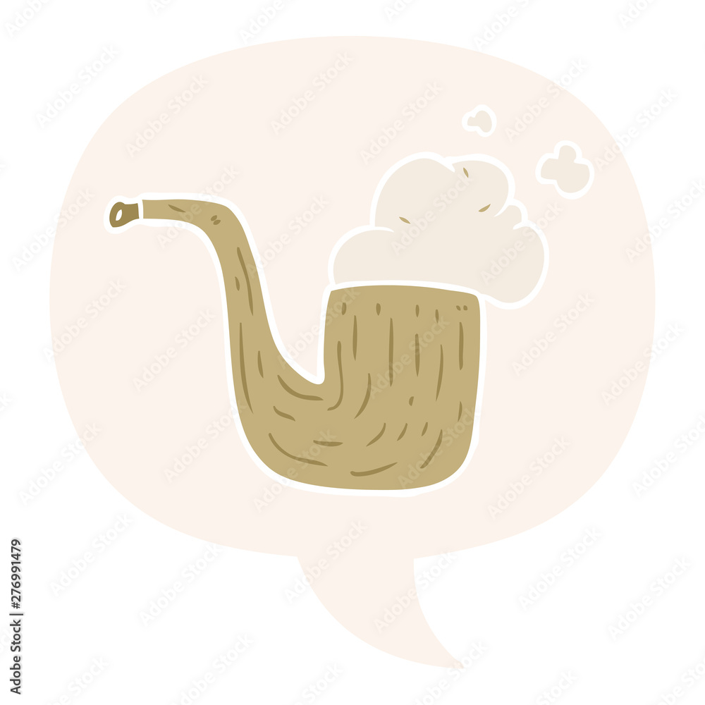 cartoon old smoking pipe and speech bubble in retro style cartoon old smoking pipe and speech bubble in retro style