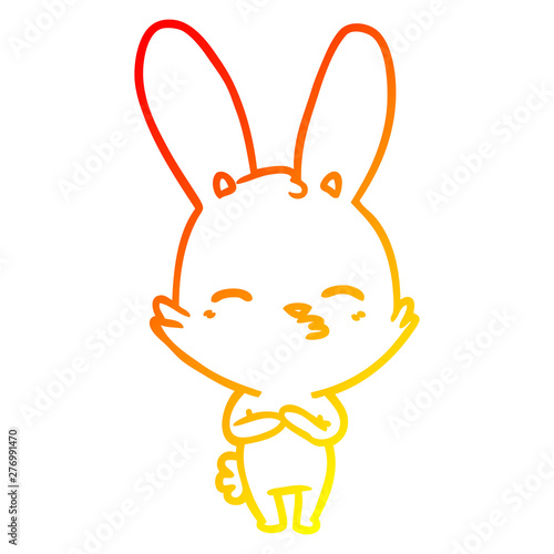 warm gradient line drawing curious bunny cartoon