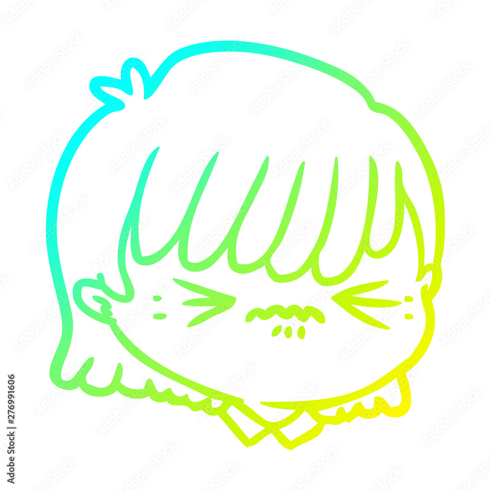 cold gradient line drawing cartoon female face cold gradient line drawing cartoon female face