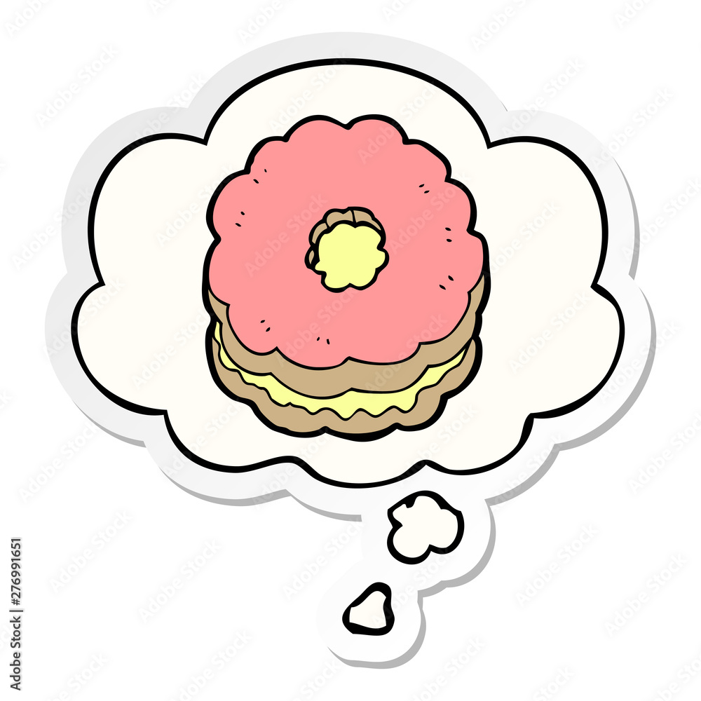 cartoon biscuit and thought bubble as a printed sticker cartoon biscuit and thought bubble as a printed sticker