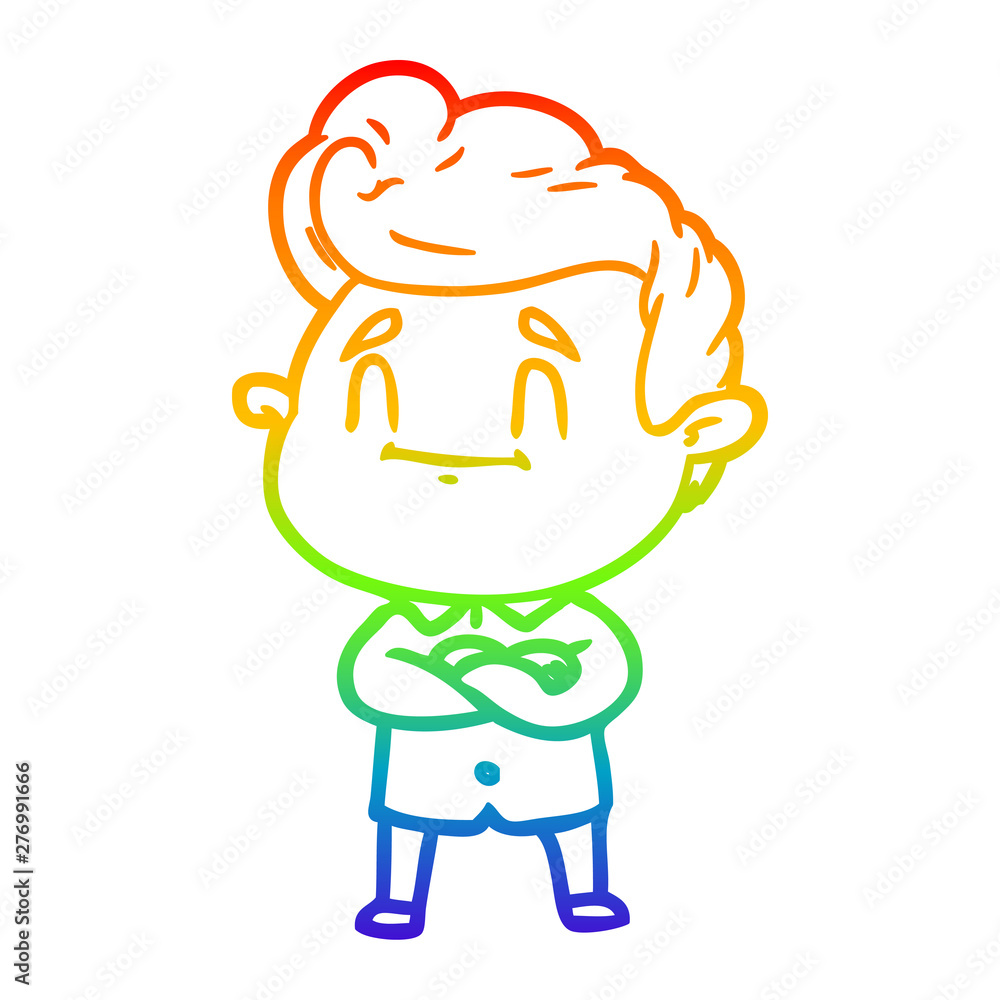rainbow gradient line drawing happy cartoon man rainbow gradient line drawing happy cartoon man