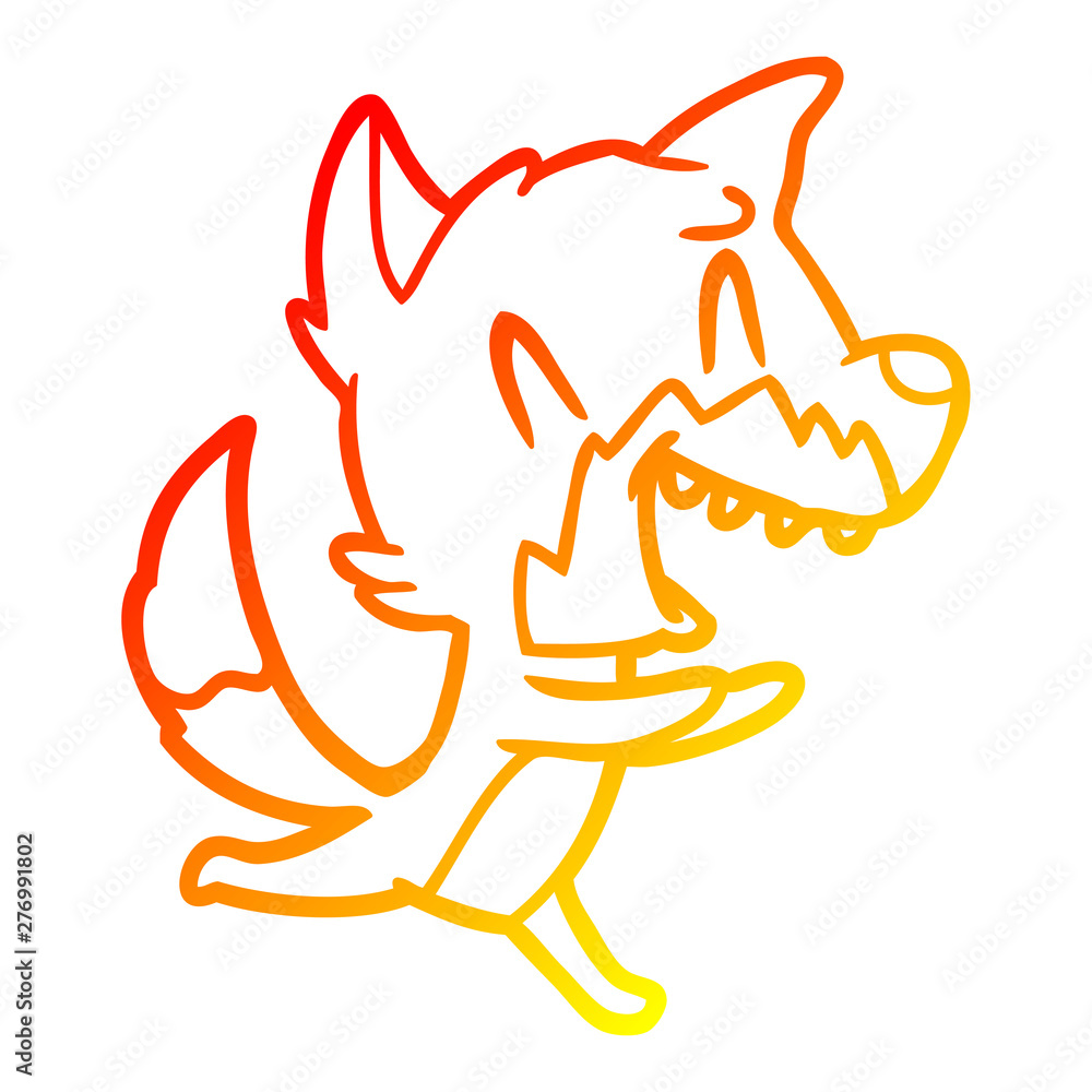 warm gradient line drawing laughing fox running away warm gradient line drawing laughing fox running away
