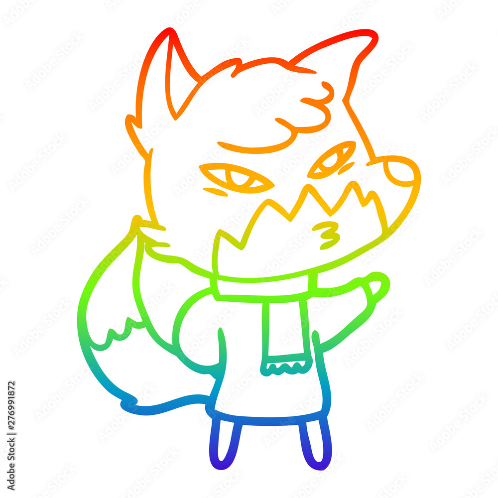 rainbow gradient line drawing clever cartoon fox rainbow gradient line drawing clever cartoon fox
