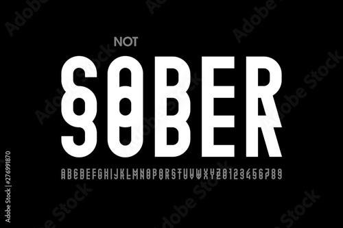 Drunk style font design, alphabet letters and numbers photo