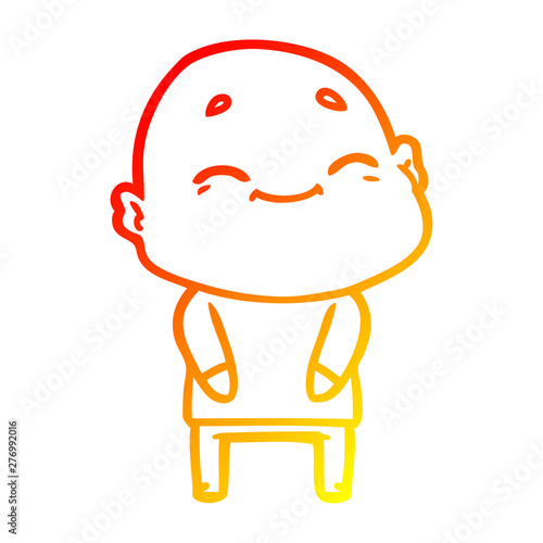 warm gradient line drawing happy cartoon bald man