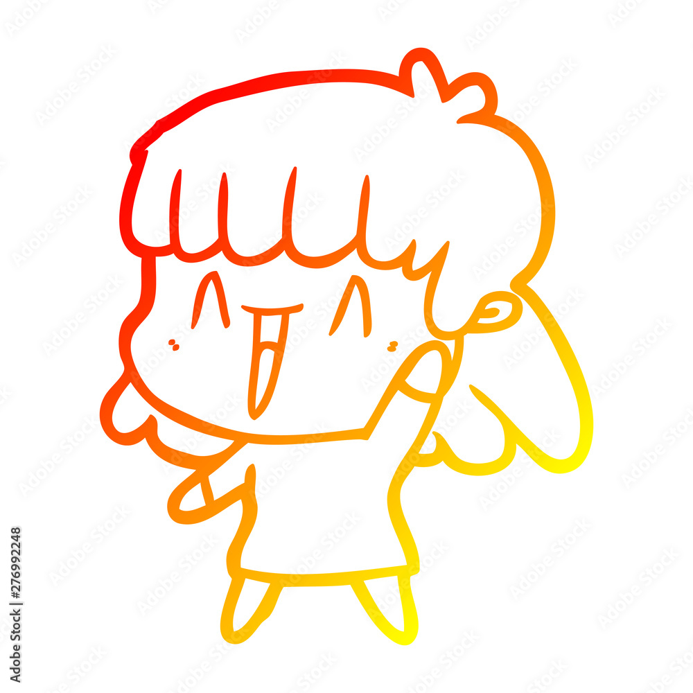 warm gradient line drawing cartoon happy girl warm gradient line drawing cartoon happy girl