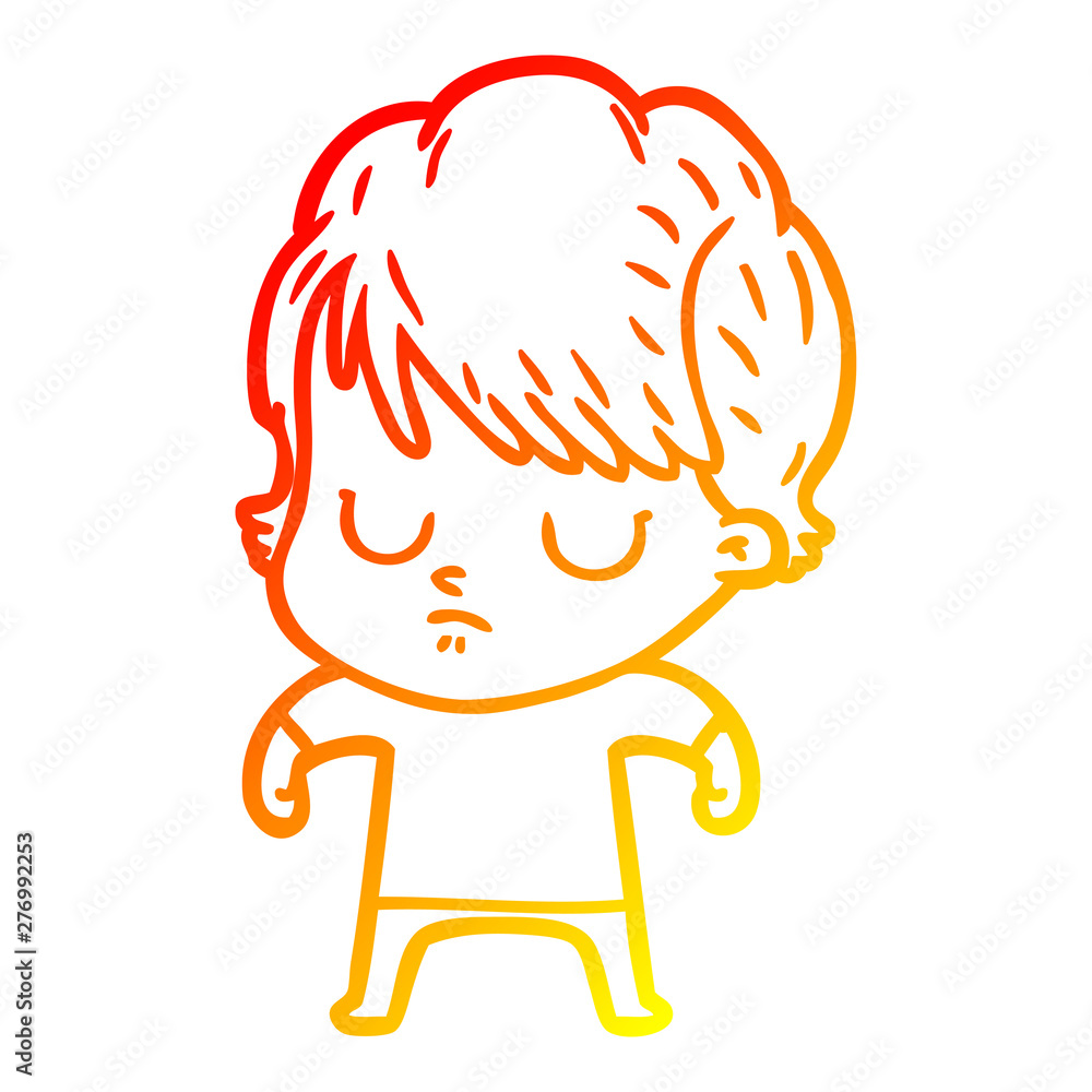 warm gradient line drawing cartoon woman