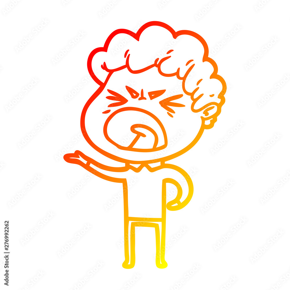 warm gradient line drawing cartoon furious man warm gradient line drawing cartoon furious man