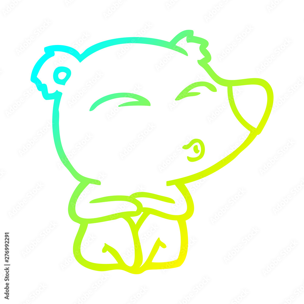 Fototapeta premium cold gradient line drawing cartoon whistling bear