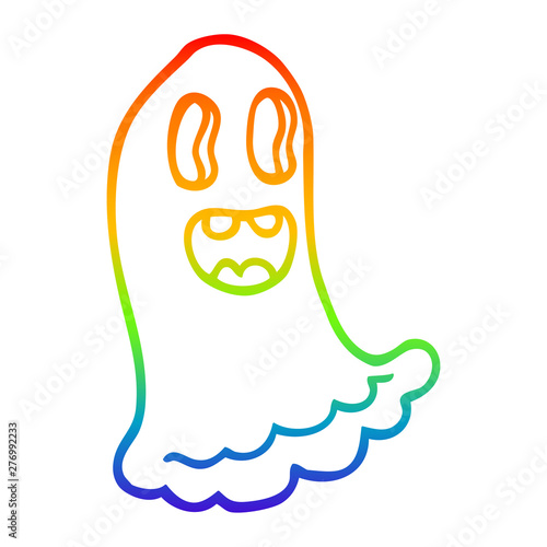 rainbow gradient line drawing cartoon spooky ghost
