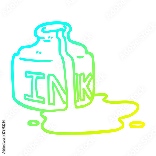 cold gradient line drawing cartoon spilled ink bottle